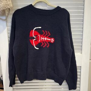Navy Lobster Crewneck Knit Sweater